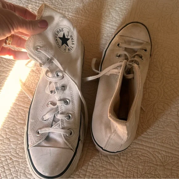 Converse Chuck Taylor High Platform Top Sneakers White Canvas Womens 8.5 Classic - Picture 4 of 15
